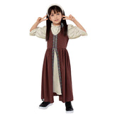Medieval Renaissance Court Palace Kids Girls Brown Dress Cosplay Costume Outfits Halloween Carnival Suit